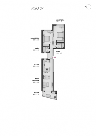 Venta | Semipiso 2 Dormitorios con Balcon y Parrillero | Ov Lagos 1261